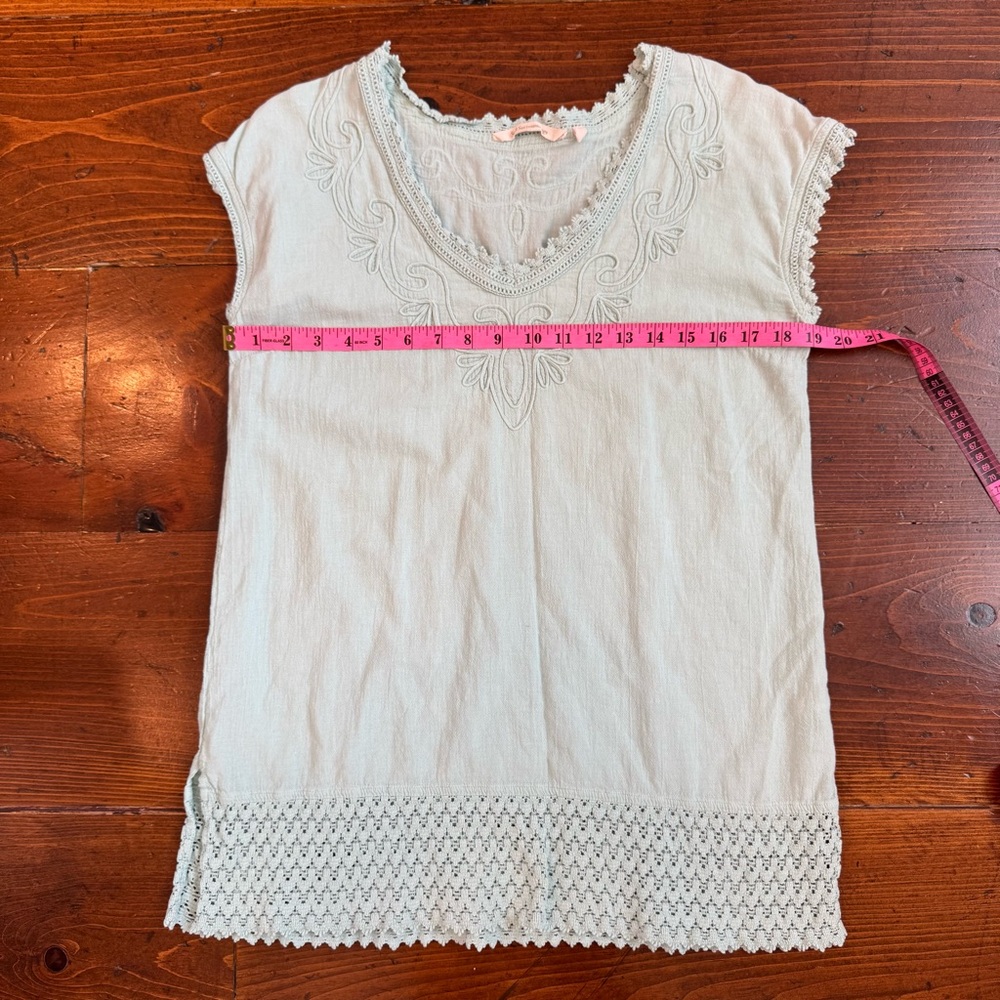 Soft Surroundings Womens Aqua Tunic Boho Size XS Embroidery and detailed trim. - Picture 7 of 11